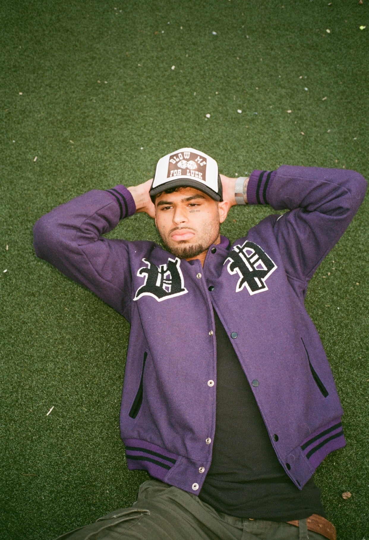 PURPLE GOTHAM CITY VARSITY JACKET